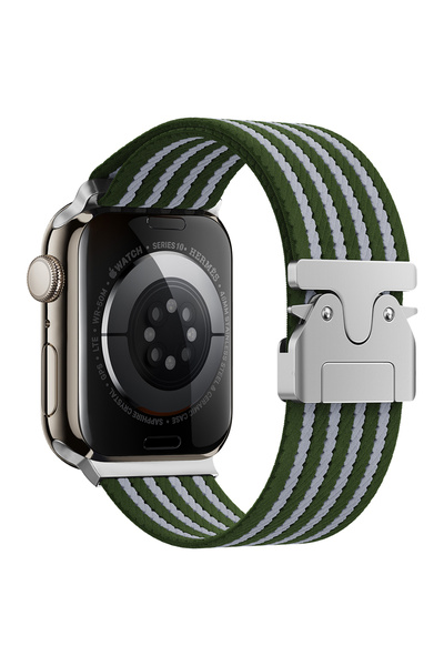 FLAMENKO Watch 10 46mm Flmk Krd-133 Nylon Fabric Mesh Braided Strap - Green