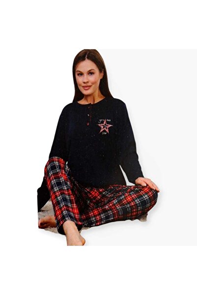 Miss Melina طقم بيجامة نسائية بأكمام طويلة مصنوع من القطن بنسبة 100% من إيكوسل