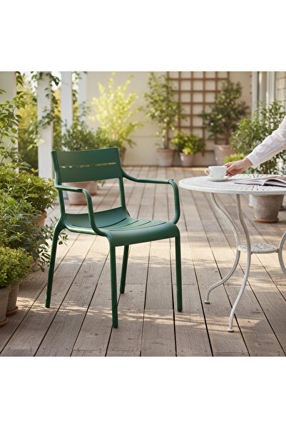 Asil Konsept Pastel Renkli Sert Plastik Kollu Sandalye Kolçaklı Bahçe Balkon ...