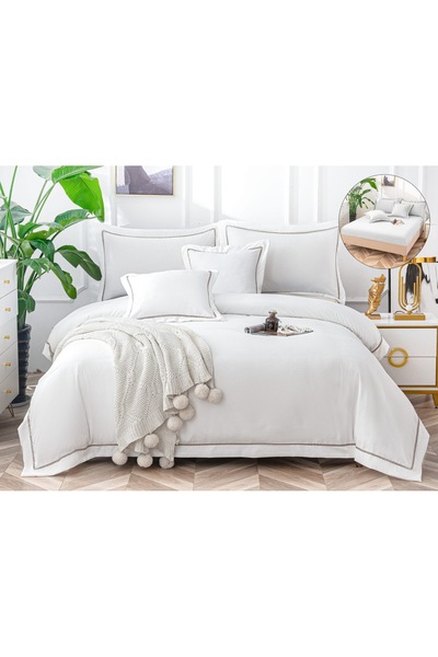 Truva Home 100% Cotton Bed Linen Set - 180x200 cm, 6 Pieces - Premium Set for...