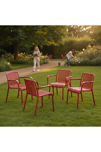 Asil Konsept 4 Adet Pastel Renkli Sert Plastik Çubuk Kollu Sandalye Kolçaklı ...