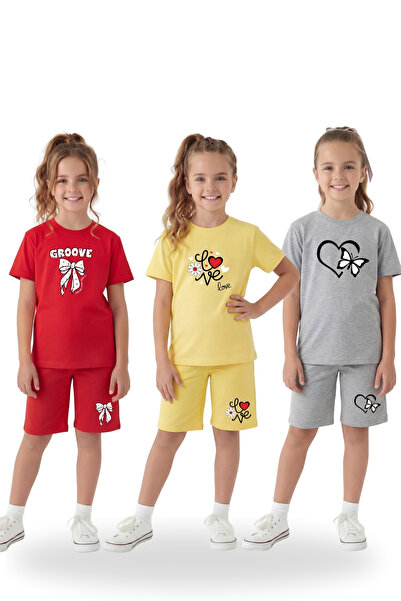 FYK COLLECTİON Σετ για κορίτσια: 3 μπλουζάκια + 3 σορτς - 6 τεμάχια