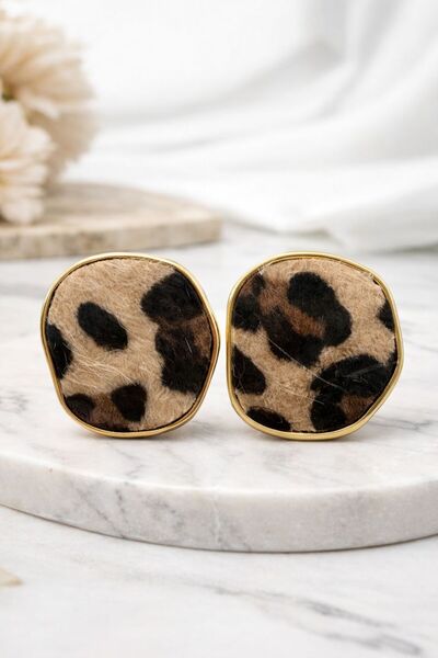 Vipfoni Asymmetric Leopard Steel Women's Earrings