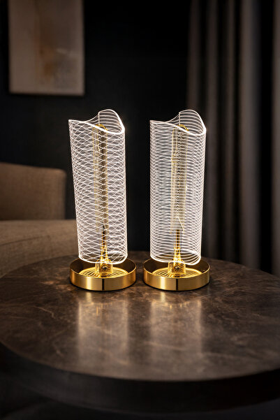 Vadi Dokunmatik Şarjlı 3 Kademeli Işıklı Kristal LED Gold Masa Lambası