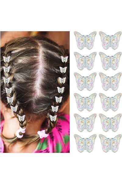 Arabest 24 Pcs Sparkly Colorful Hair Accessories - Mini Butterfly Hair Clips ...