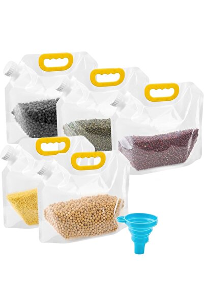Arabest 5 Pcs Food Storage Bags, with Funnel, Handle and Lid, for Grain, Rice...