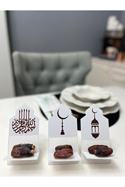 3dnovacomtr 3'lü Ramazan Hurmalık Seti - İslami Motifli Masaüstü Sunumluk - İ...