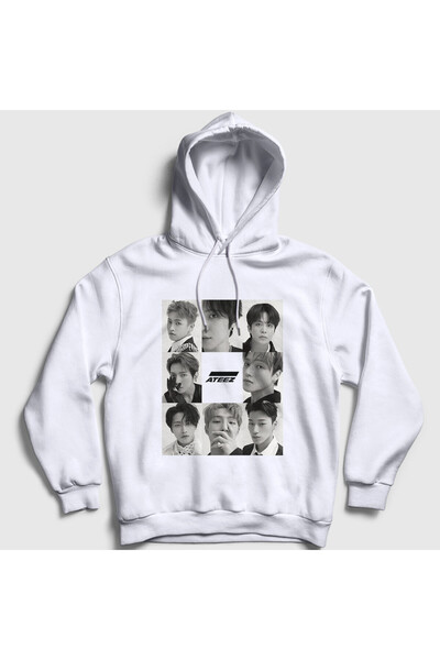 Presmono Unisex Λευκό Φούτερ με κουκούλα K-Pop Ateez 596223tt