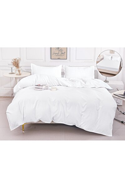 Truva Home Damask Bed Linen 4 Pieces - Fitted Sheet, 180x200 cm