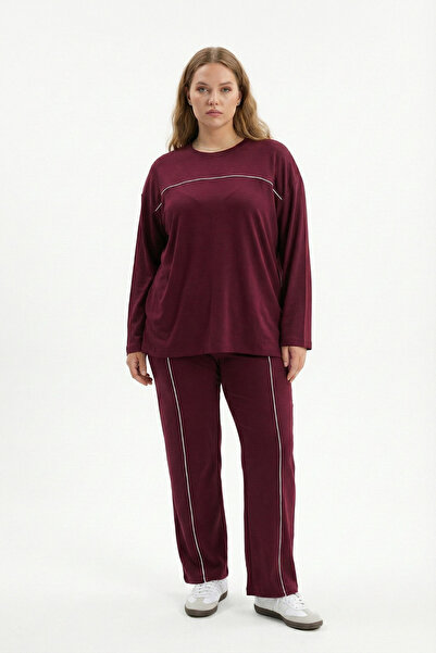 şuranur Women's Plus Size Osho Style Modal Fabric Long Sleeve Ribbed Comforta...