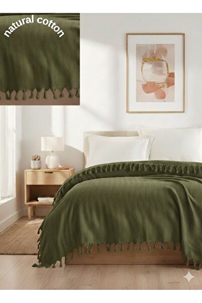 SEVHOME CONCEPT Fringed Cotton Pique / Bed / Sofa Cover 220X230 cm