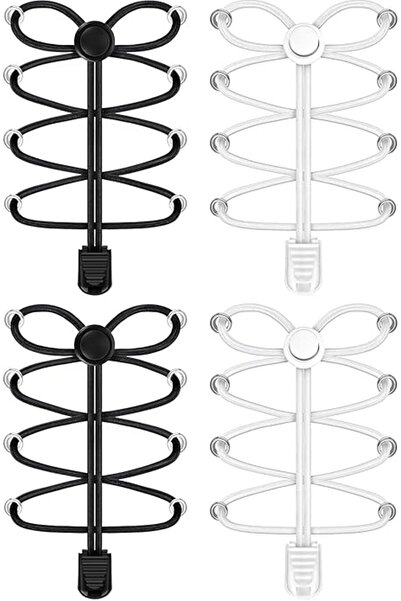 Arabest 4 Pair of Elastic Shoelaces without Tying, Tieless Shoelaces for Snea...