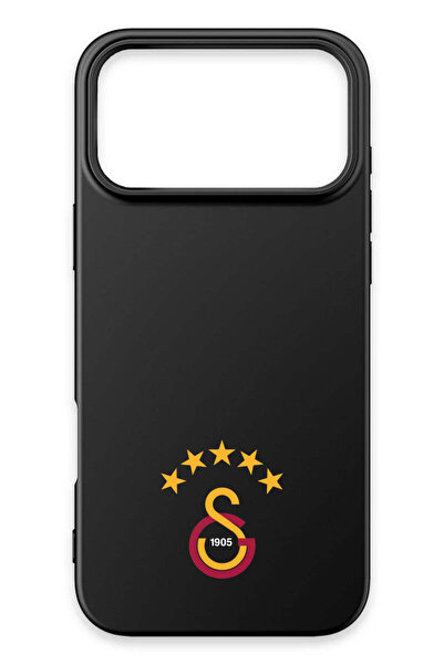 Galatasaray iPhone 17 Pro Max Uyumlu 5 Yıldız Arma Siyah Silikon Lisanslı Tel...