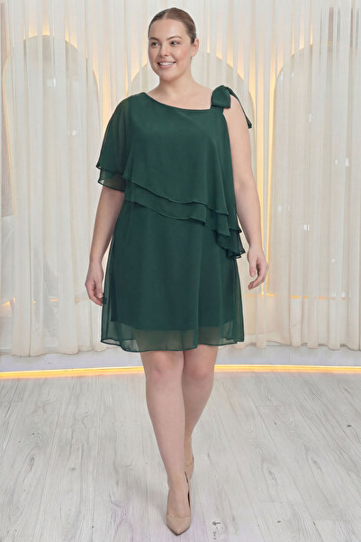 the ZKS Kadın Tek Omuz Kuşaklı Büyük Beden Şifon Elbise Lacivert, Bordo, Siya...