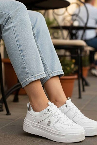 U.S. Polo Assn. White Women's Sneakers - Stylish and Comfortable Platform Sne...