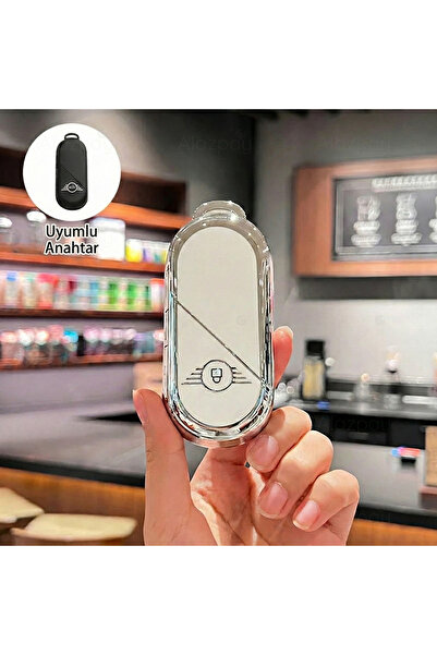 Alazpay Husă pentru chei din TPU cu margine argintie pentru Mini Cooper Count...