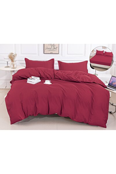Truva Home Damask Bed Linen 4 Pieces - Fitted Sheet, 180x200 cm