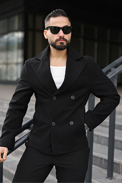 BASEL.CO Slim Fit Basic Double-Breasted Short Coat/Jacket