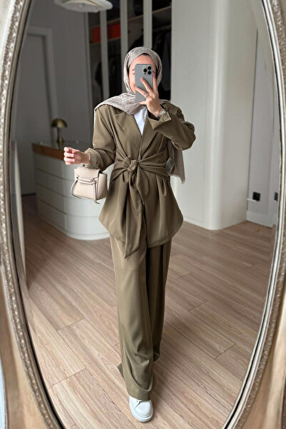Ka Hijab Side-Tie Jacket Set - Green