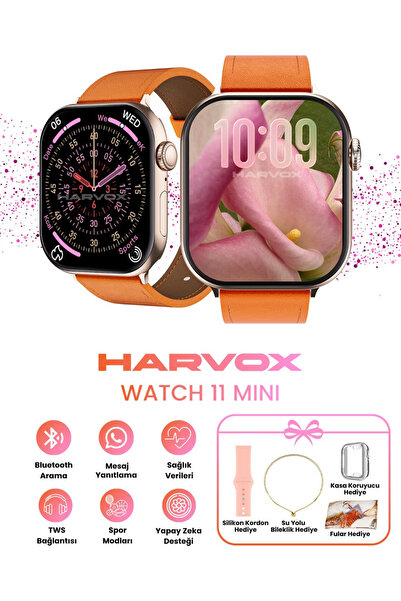 Bagajon Harvox Watch 11 Mini Akıllı Saat Hediye Dolu Kutu Içeriği 2 Kordon Bi...