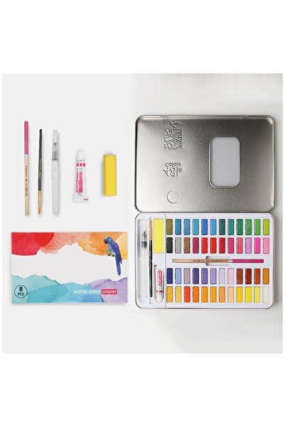 Arabest مجموعة ألوان مائية صلبة مكونة من 48 لونًا، مع فرشاة ألوان مائية، للفن...