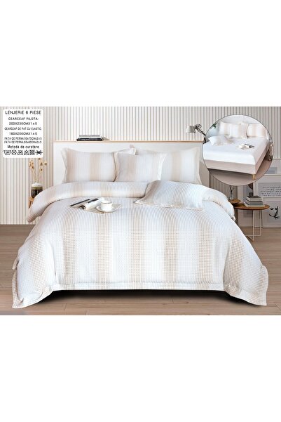 Truva Home Premium Bed Linen in Fine Embossed Cotton - 6 Pieces, 180x200 cm, ...