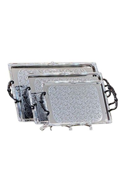 Bin Shihoun طقم بن شيهون مكون من 3 صواني تقديم عالية الجودة من الفولاذ المقاو...