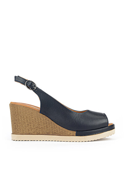 Ziya , Sandale de damă din piele naturală cu toc pană 161992Z500 Bleumarin