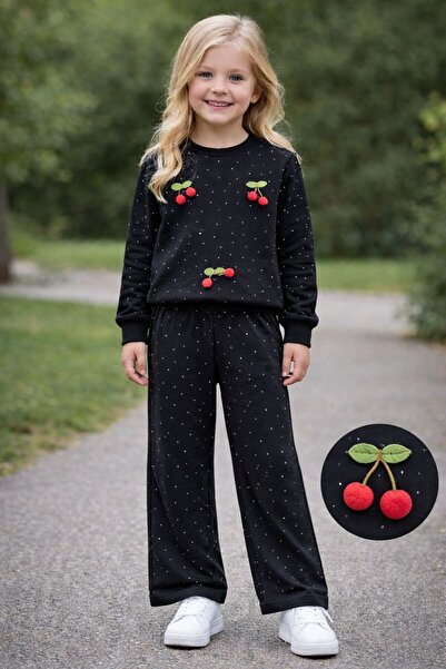 BEMİRA MODA طقم بناتي مكون من قطعتين بتفاصيل الكرز والحجر، تصميم عصري جديد