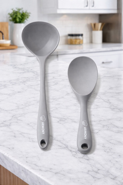 Hilamingo Home 2-Piece Silicone Kitchen Serving Set; Ladle, Rice Spoon