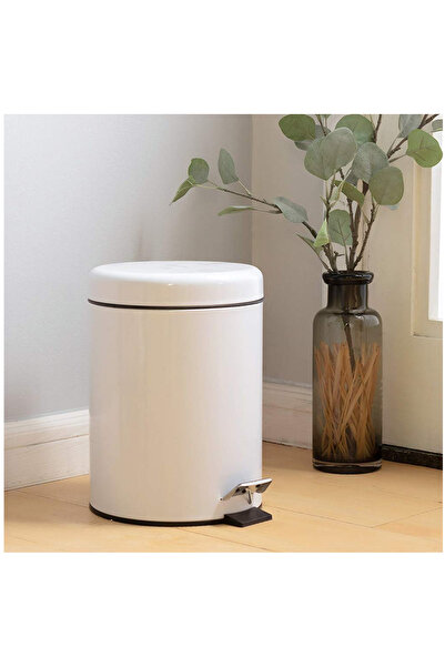 REYKA HİJYEN 5 Liter White Pedal Metal Trash Can
