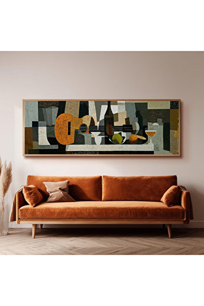 Dekorsiahome Ahşap Çerçeveli Panoramik Oturma Odası Tablosu UZ0051