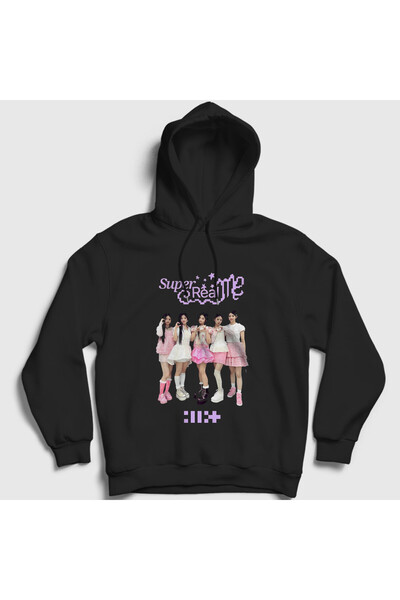 Presmono Hanorac unisex negru Super Real Me illit Illit cu glugă 599700tt