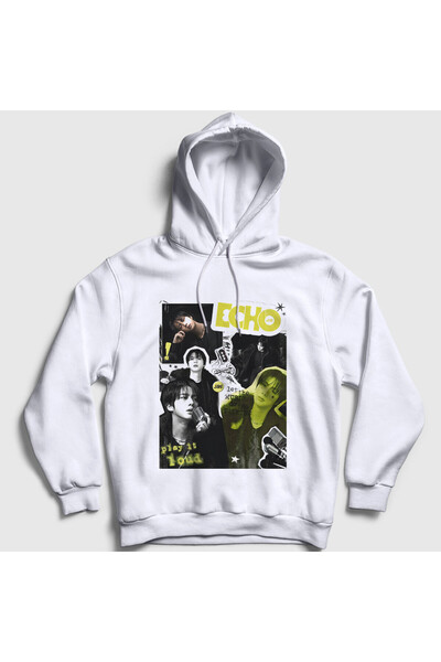 Presmono Hanorac unisex alb cu glugă Loud Echo Kim Seok Jin Bts 598400tt