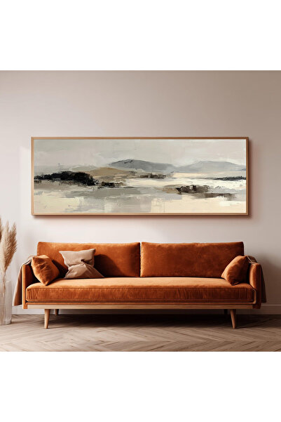 Dekorsiahome Ahşap Çerçeveli Panoramik Oturma Odası Tablosu UZ0068