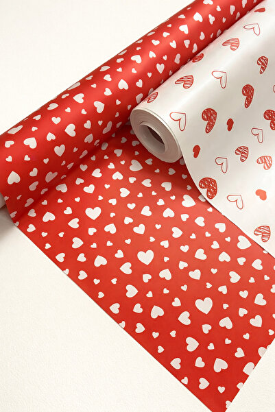 TULİ Heart-Shaped Gift Packaging Gelatin Set of 4 – 50X70 cm (2 Red + 2 White)