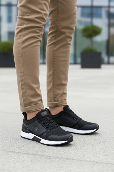 lumberjack Men's Black Anthracite Knitted Sneaker - Lightweight and Flexible ...