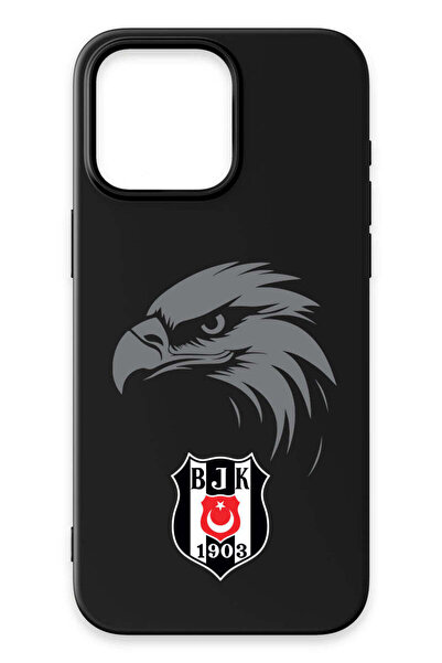 Beşiktaş iPhone 15 Pro Uyumlu Kartal Arma Siyah Silikon Lisanslı Telefon Kılıfı