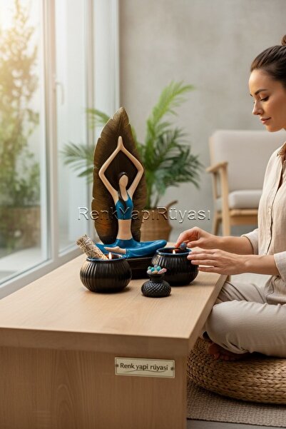 RENK YAPI RÜYASI YOGA -PLATES YAPAN KADIN MEDİTASYON TEMALI HEYKEL FİGÜR ZEN ...