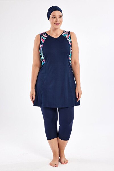 ROZAMAY Large Size Sleeveless Hijab Swimsuit 3806 Dark Navy Blue