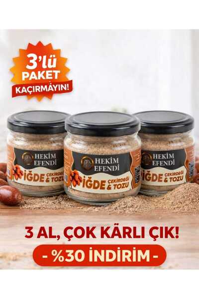 HEKİM EFENDİ İğde ve Çekirdeği Unu 300 Gr 3' lü Paket Doğal İğde Çekirdeği Tozu – Katkısız & Saf