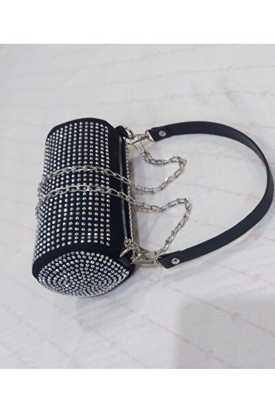 Madame Women's Silver Diamond Stone & Hand & Shoulder & Evening Dress Bag wit...