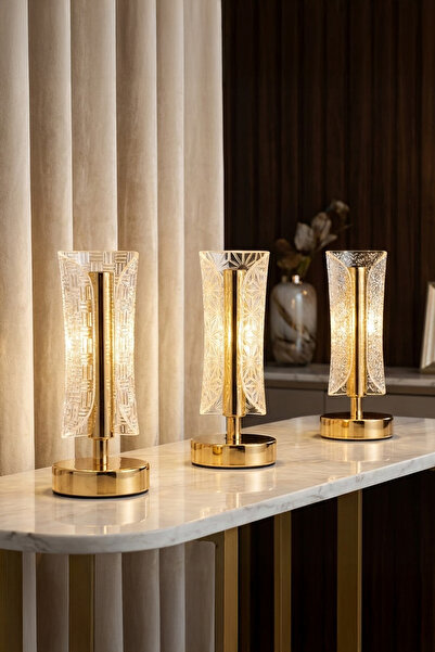 Vadi Dokunmatik Şarjlı 3 Kademeli Işıklı Dekoratif Kristal LED Masa Lambası