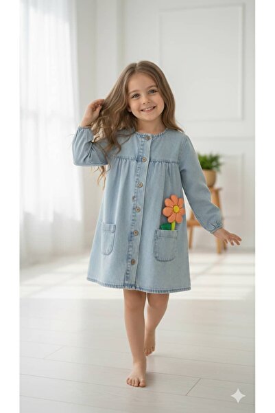 Elidabutik Τζιν φόρεμα με λεπτομέρειες λουλουδιών