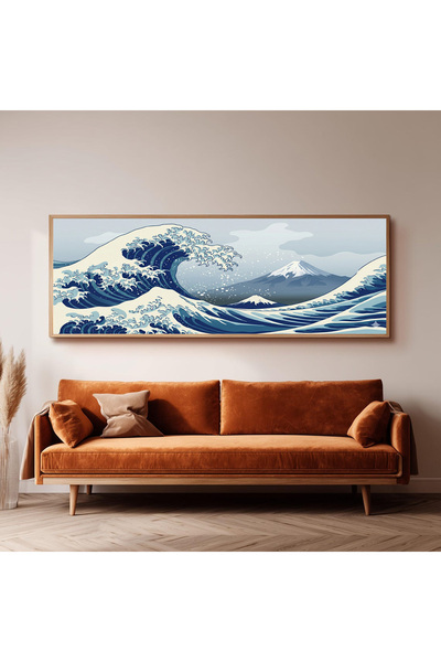Dekorsiahome Ahşap Çerçeveli Panoramik Oturma Odası Tablosu UZ0004