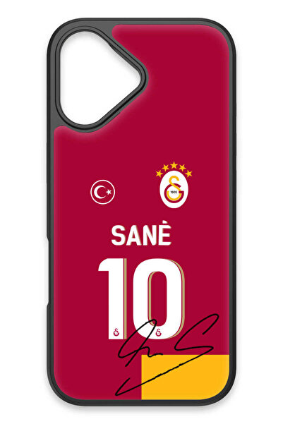Galatasaray iPhone 17 Uyumlu Leroy Sane Parçalı Forma İmzalı Cam Lisanslı Tel...