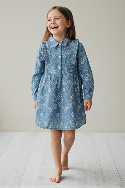 Patriko KIZ ÇOCUK YENİ SEZON BAYRAMLIK NAKIŞLI ŞIK KLOŞ ELBİSE 3-10 YAŞ