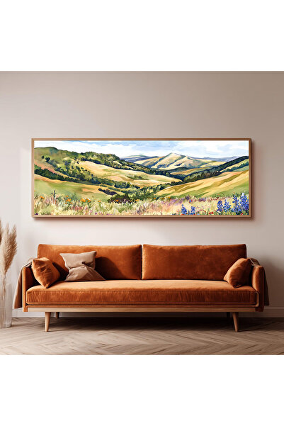 Dekorsiahome Ahşap Çerçeveli Panoramik Oturma Odası Tablosu UZ0048
