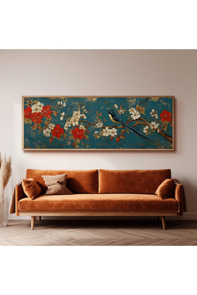 Dekorsiahome Ahşap Çerçeveli Panoramik Oturma Odası Tablosu UZ0044