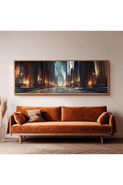 Dekorsiahome Ahşap Çerçeveli Panoramik Oturma Odası Tablosu UZ0053